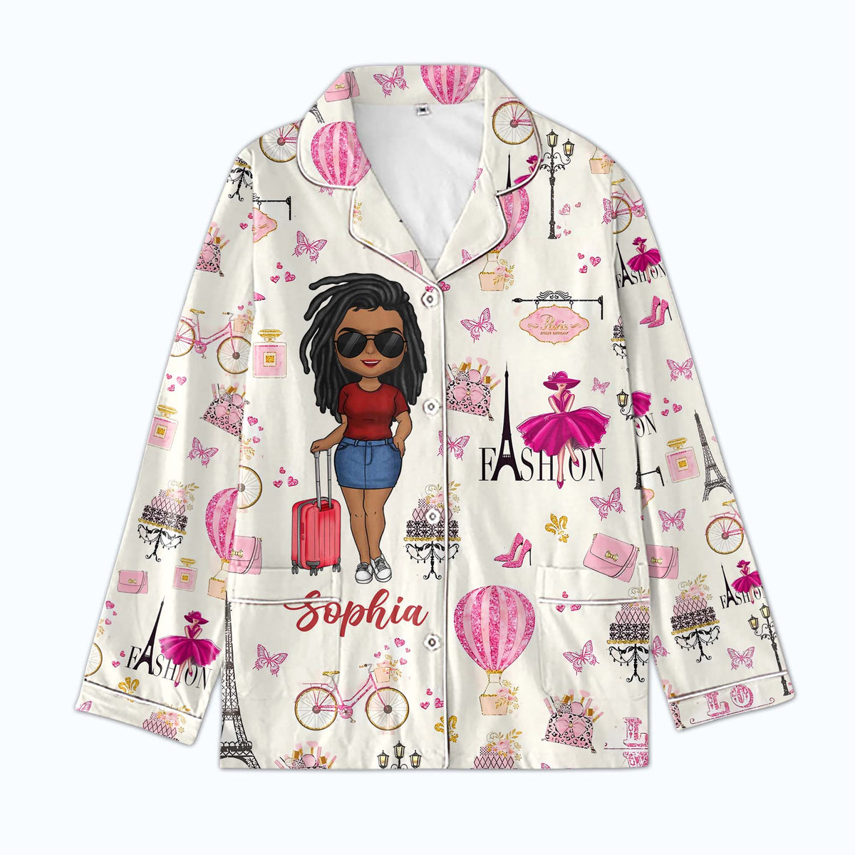 Personalized Women&#39;s Pajama Set, Gift For Travel Lovers