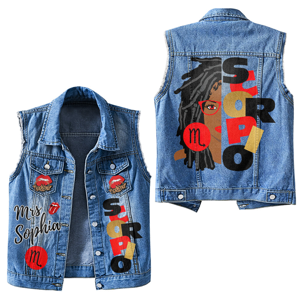 Premium Log Denim Vest - Personalised Zodiac Gifts, Gift Ideas for Scorpio Girls