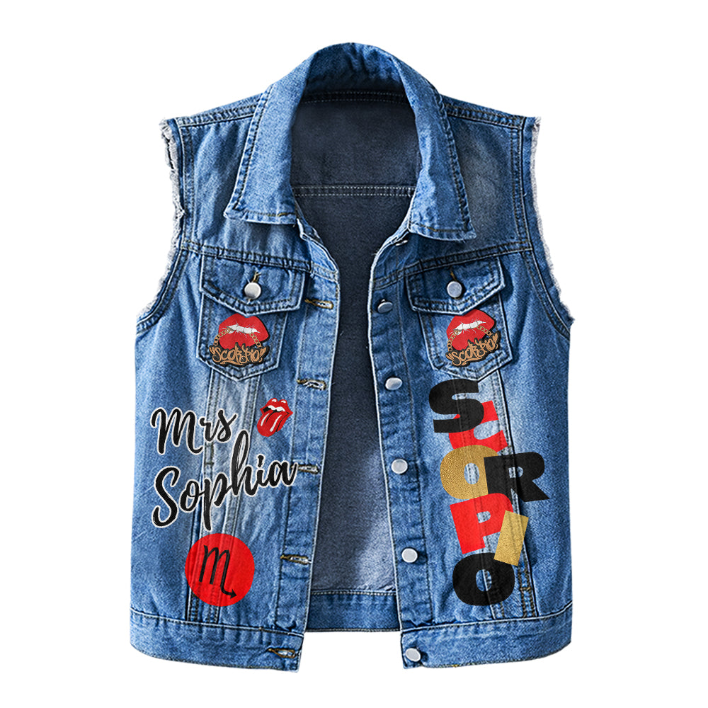 Premium Log Denim Vest - Personalised Zodiac Gifts, Gift Ideas for Scorpio Girls