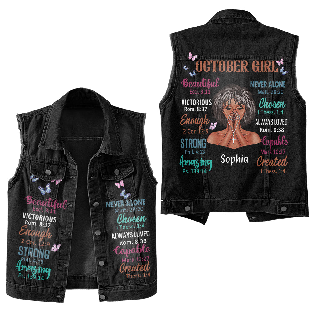 Premium Log Denim Vest - November Birthday Gifts, Custom Birthday Gift, Beautiful Girls