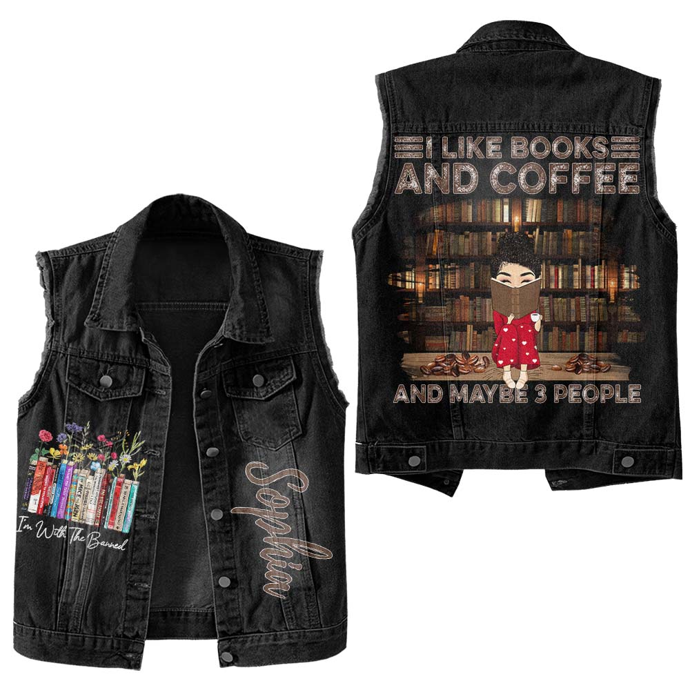 Premium Log Denim Vest - Gift For Women, Denim Vest Book, Reading Book Lover