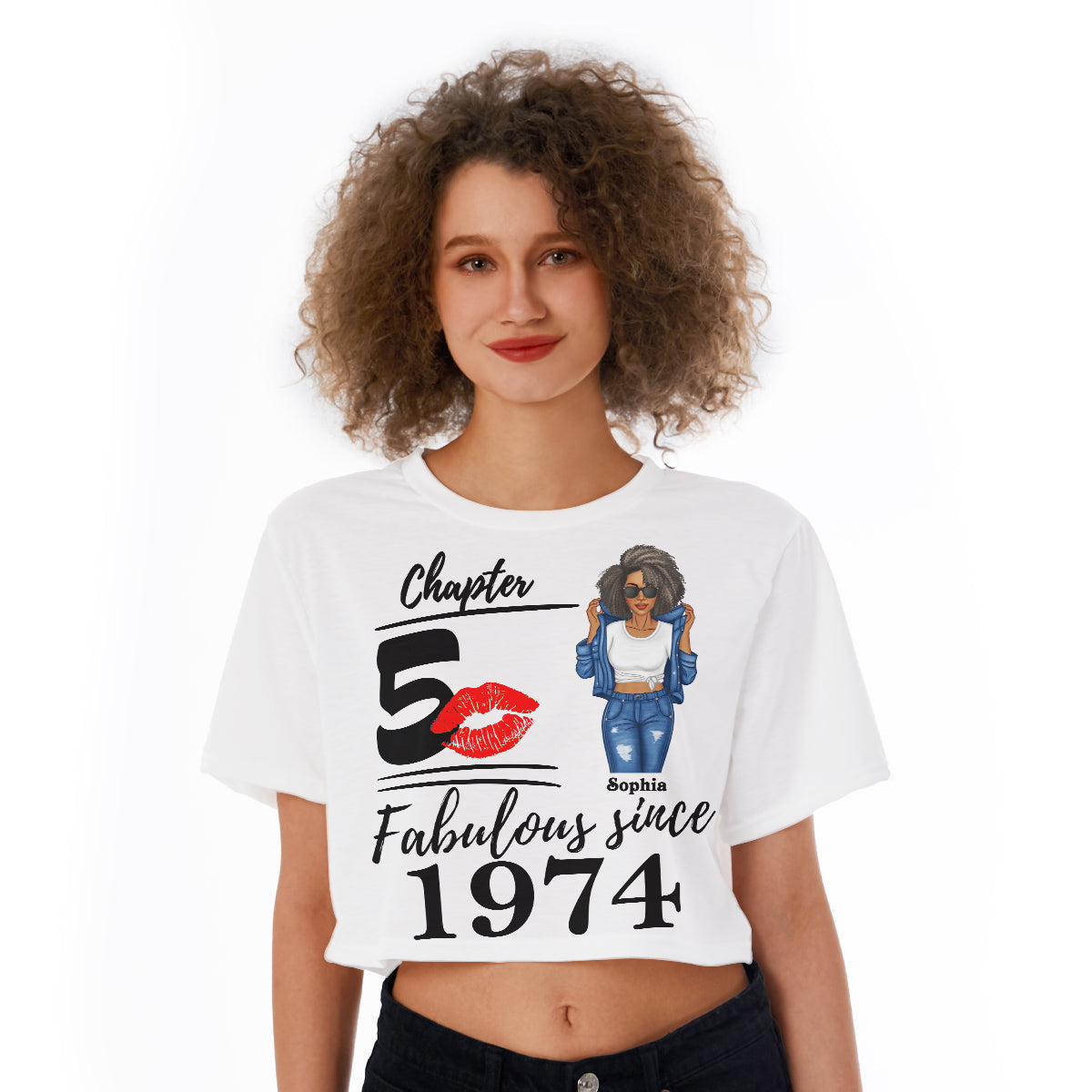 Women&#39;s Cropped T-shirt, Fabulous Since 1974 50th Birthday Unique T Shirt For Woman - HMT