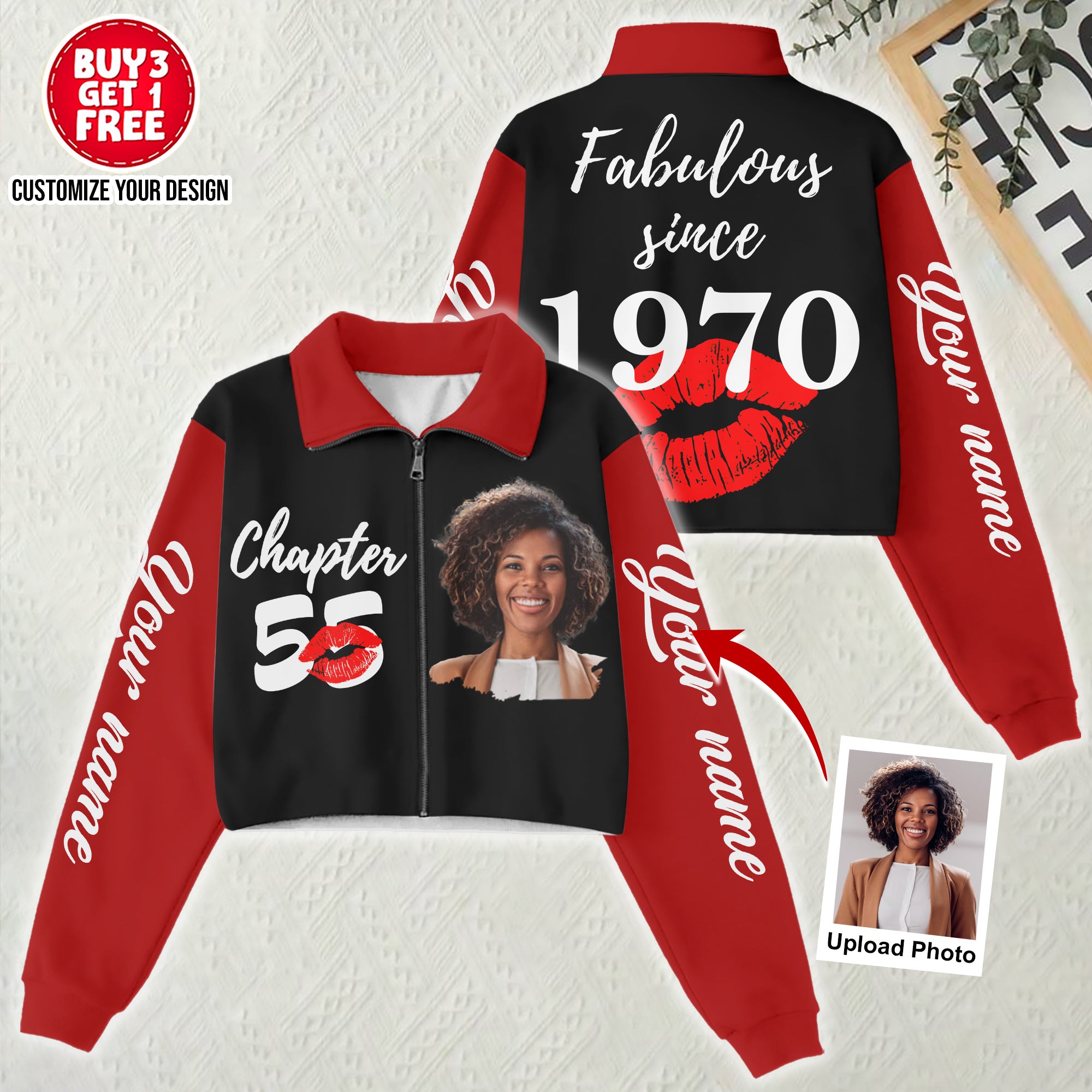 Women‘s Lapel Collar Cropped Sweatshirt - Chapter 55, Fabulous Since 1970 - ALK