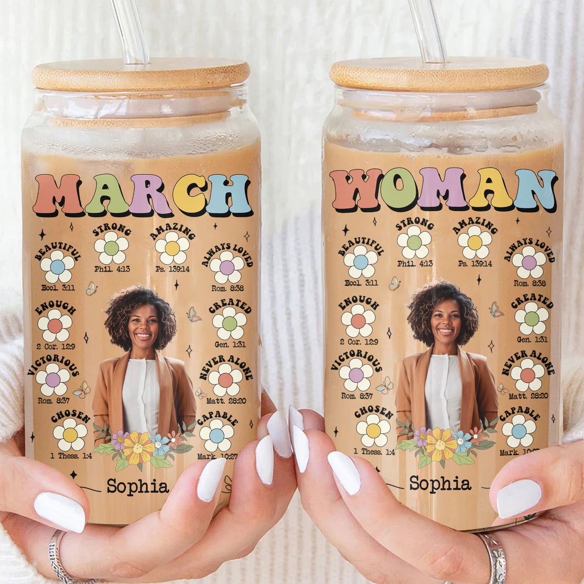 Personalized Clear Glass Can For March Queens, March Birthday Gift Ideas