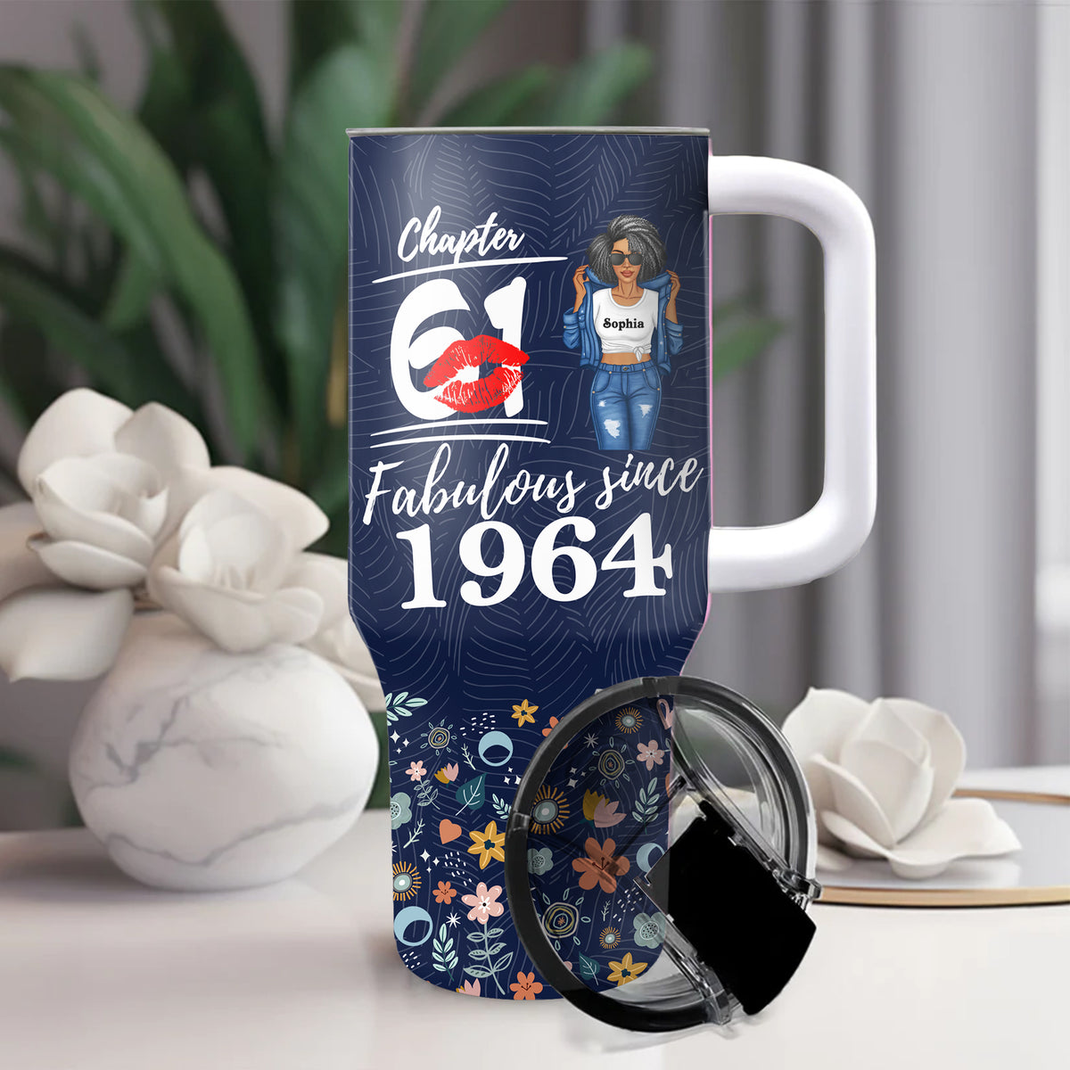 Personalized Tumbler With Straw, Gift Ideas 61st Birthday Woman-ALK