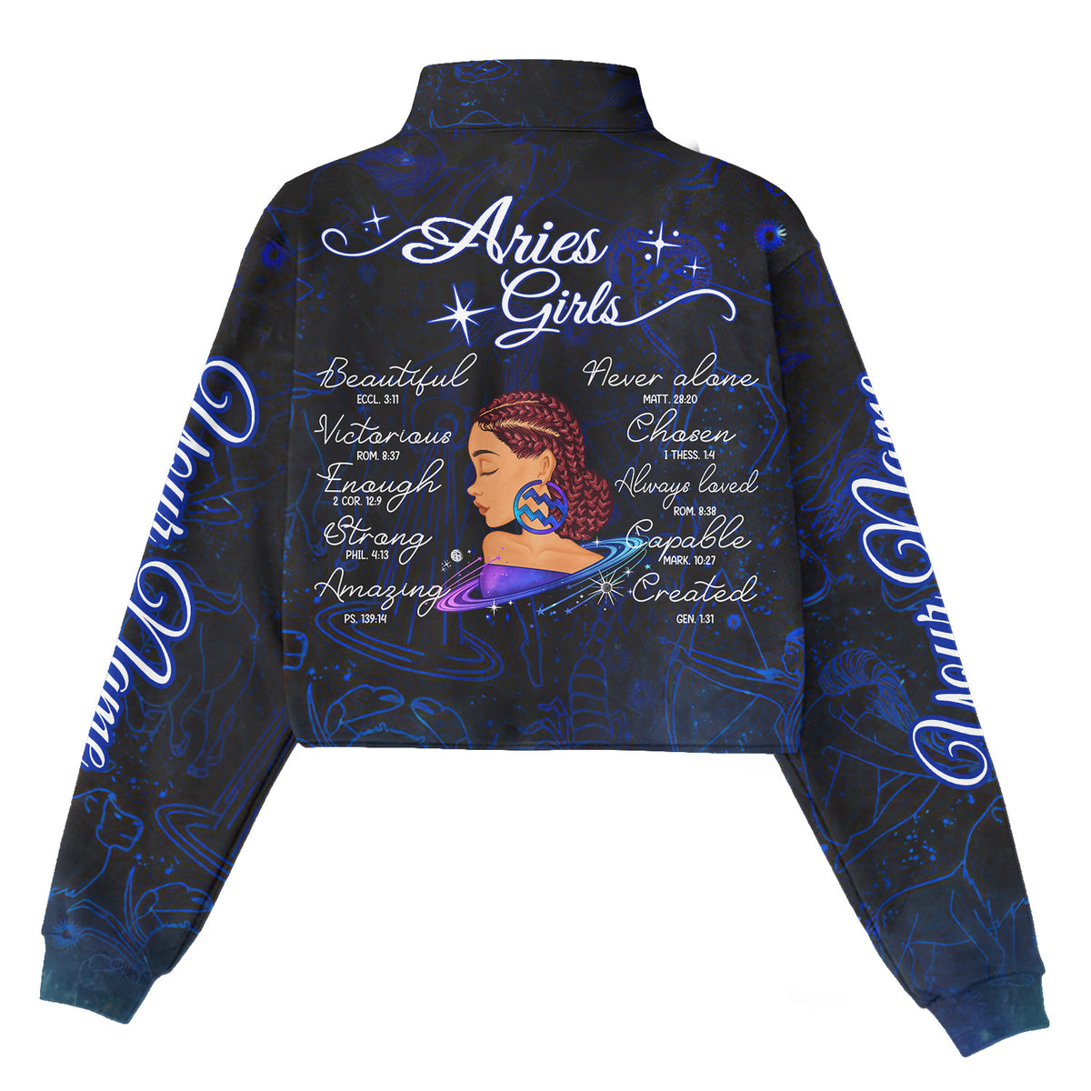 Women‘s Lapel Collar Cropped Sweatshirt, Gift For Aries Girl