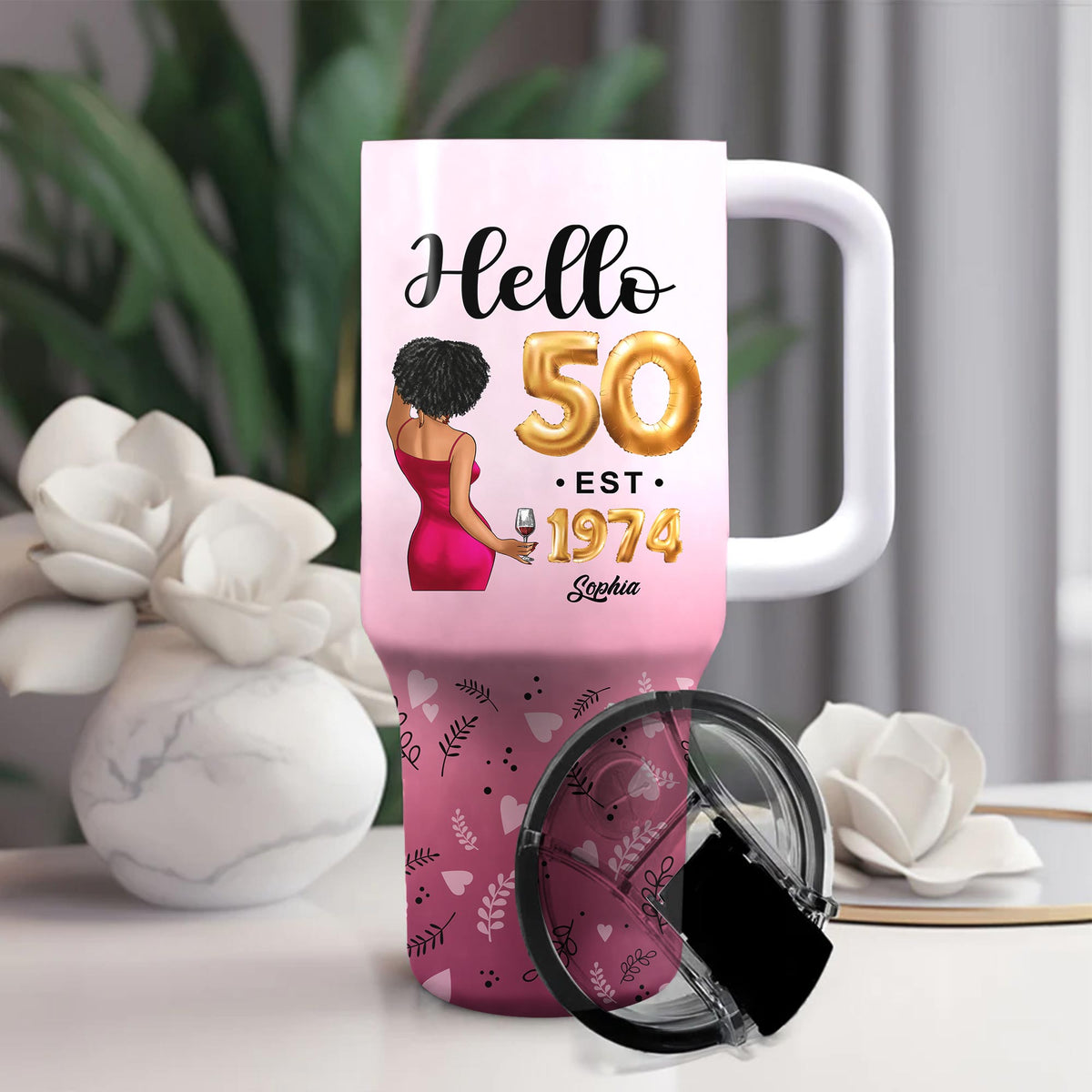 Personalized Tumbler With Straw, Gift Ideas 50th Birthday Woman-HCT