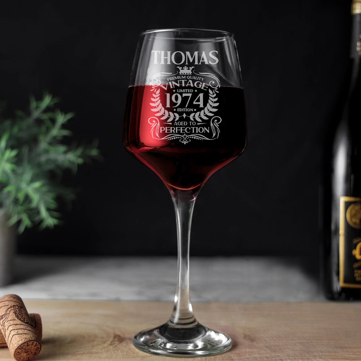 Vintage 1974 Engraved Wine Glass - 50th Birthday Aged to Perfection - Gifts for 50 Year Old – 50th Birthday Red White Rose Wine Glass-YPT-HMT