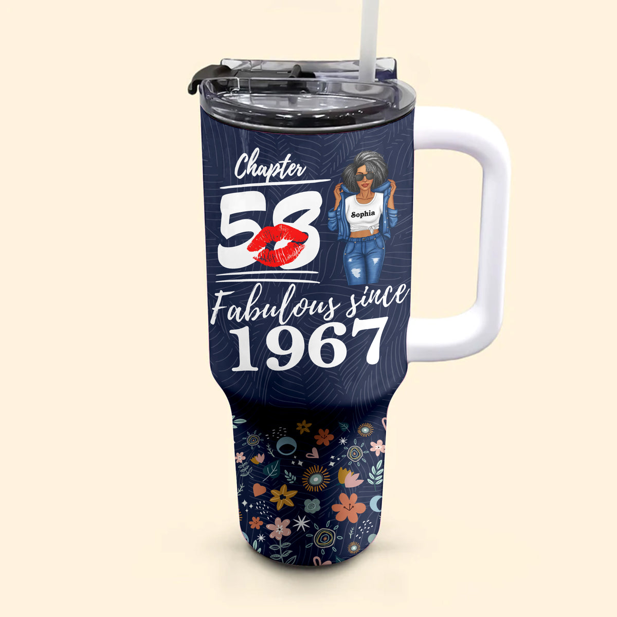 Personalized Tumbler With Straw, Gift Ideas 58th Birthday Woman-ALK