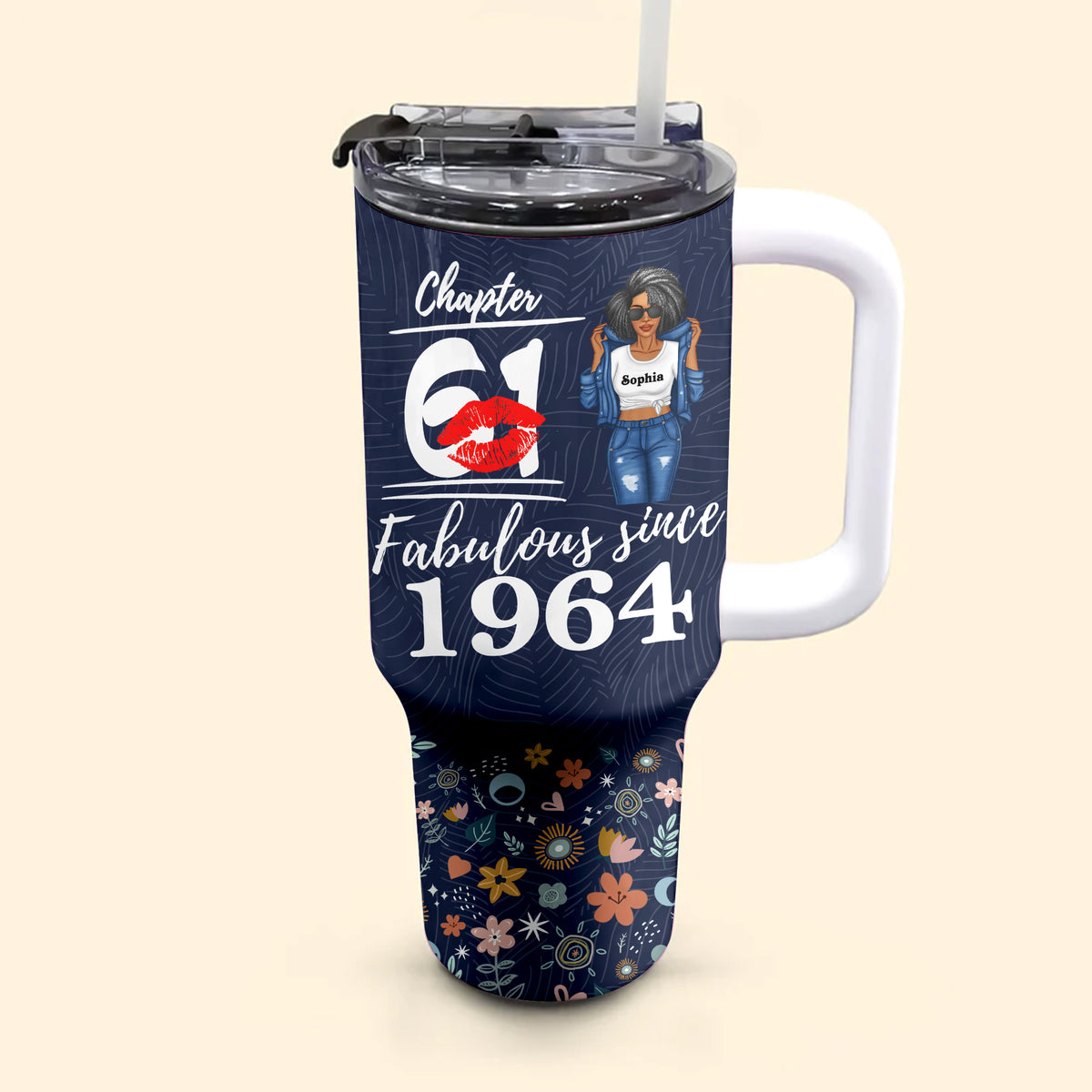 Personalized Tumbler With Straw, Gift Ideas 61st Birthday Woman-ALK