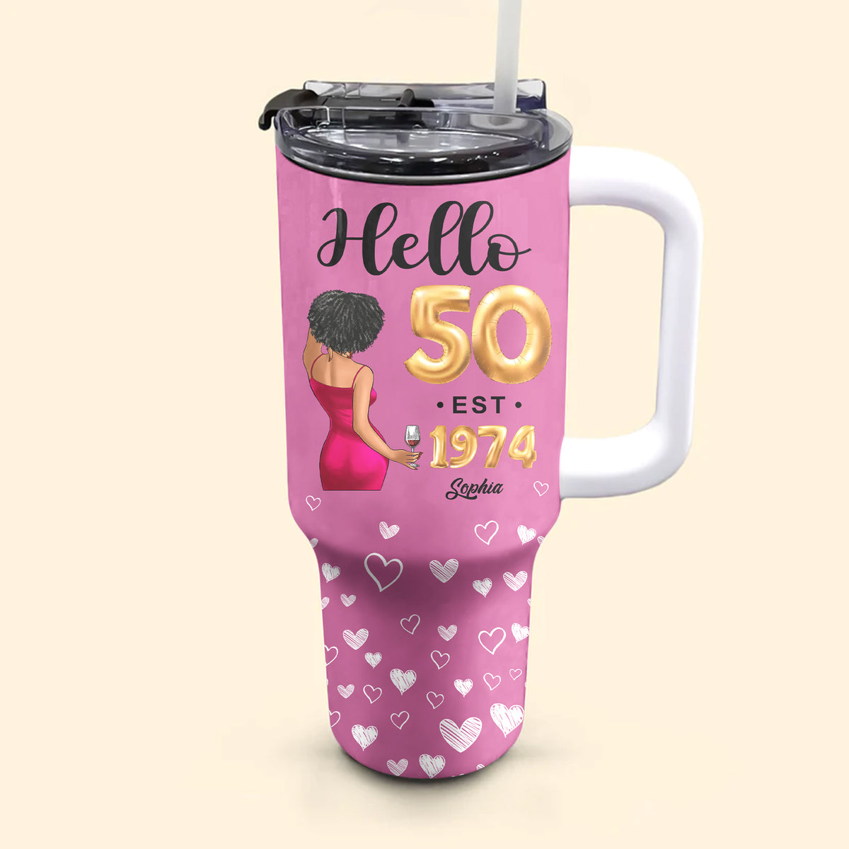 Personalized Tumbler With Straw, Gift Ideas 50th Birthday Woman-ALK