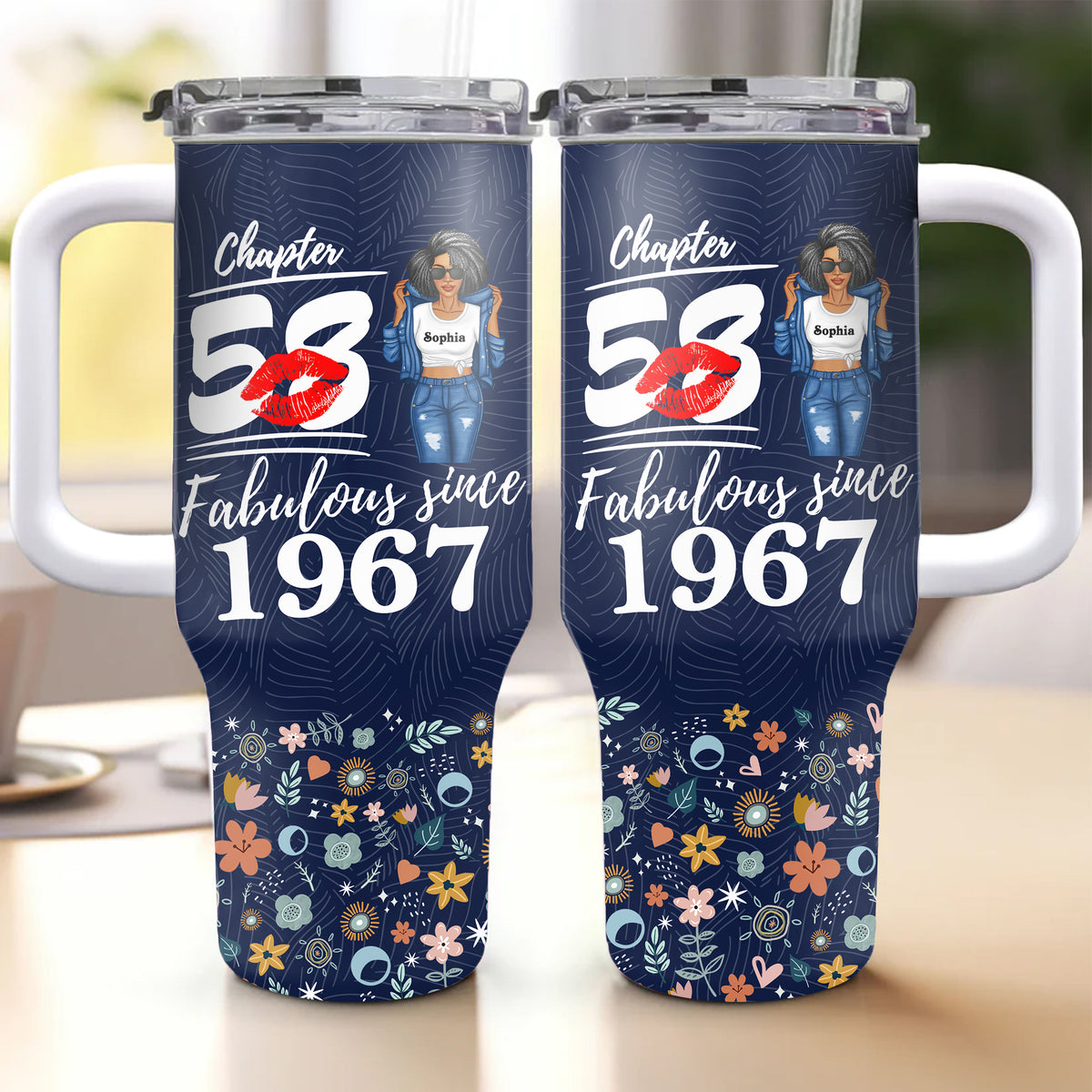 Personalized Tumbler With Straw, Gift Ideas 58th Birthday Woman-ALK