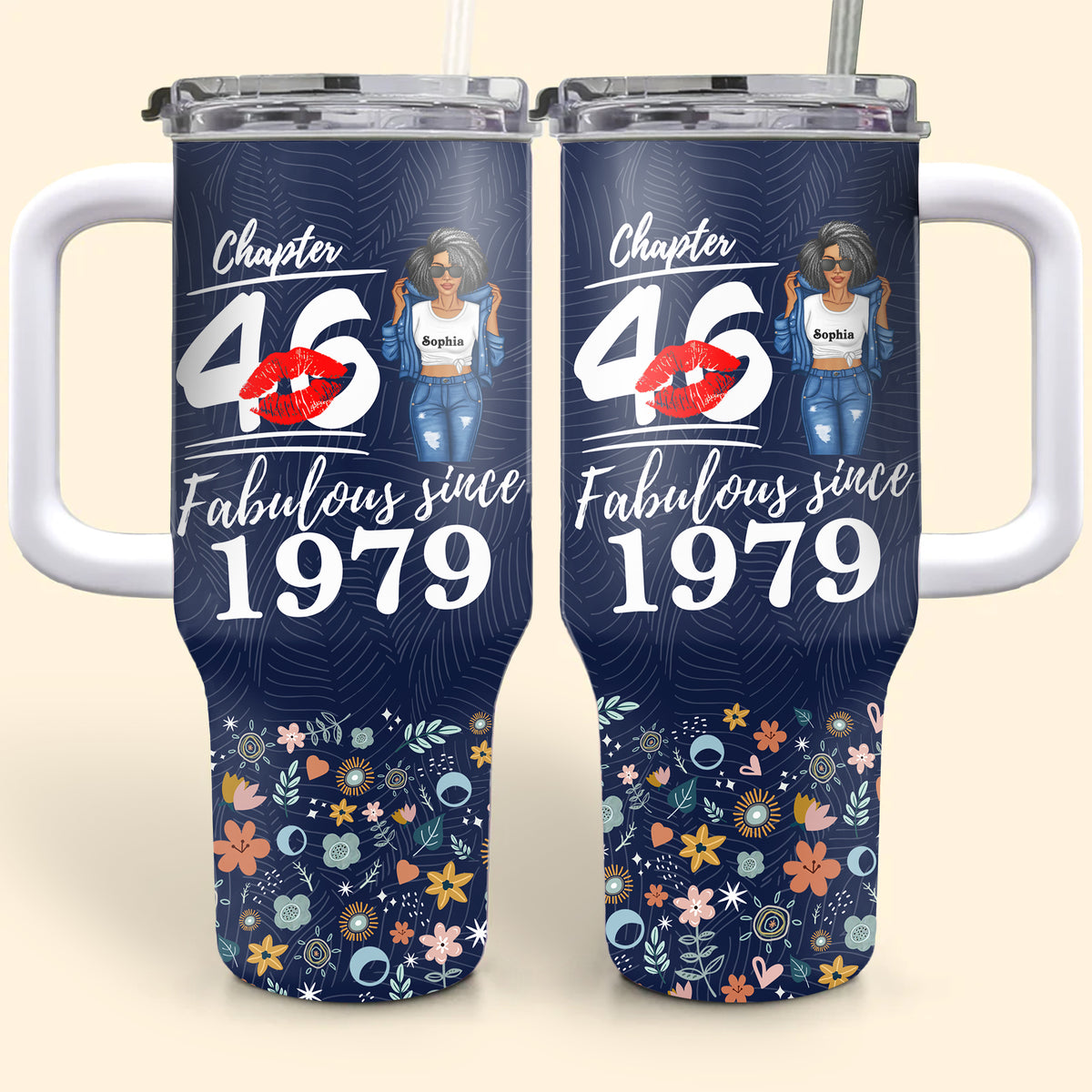 Personalized Tumbler With Straw, Gift Ideas 46th Birthday Woman-ALK