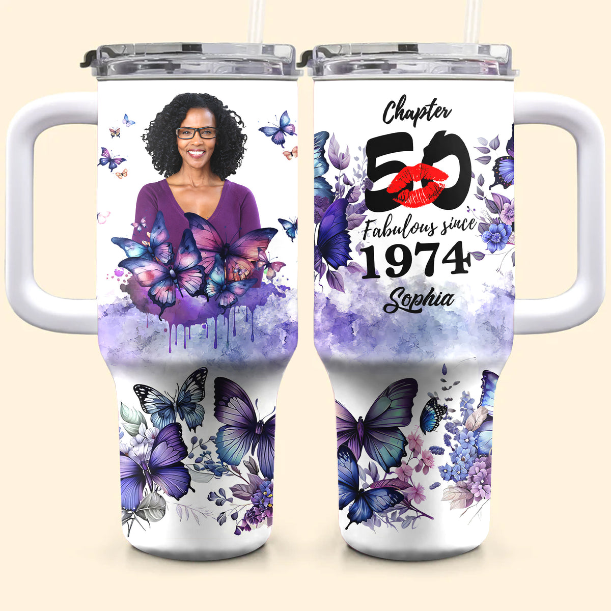 Personalized Tumbler With Straw, Gift Ideas 50th Birthday Woman-ALK