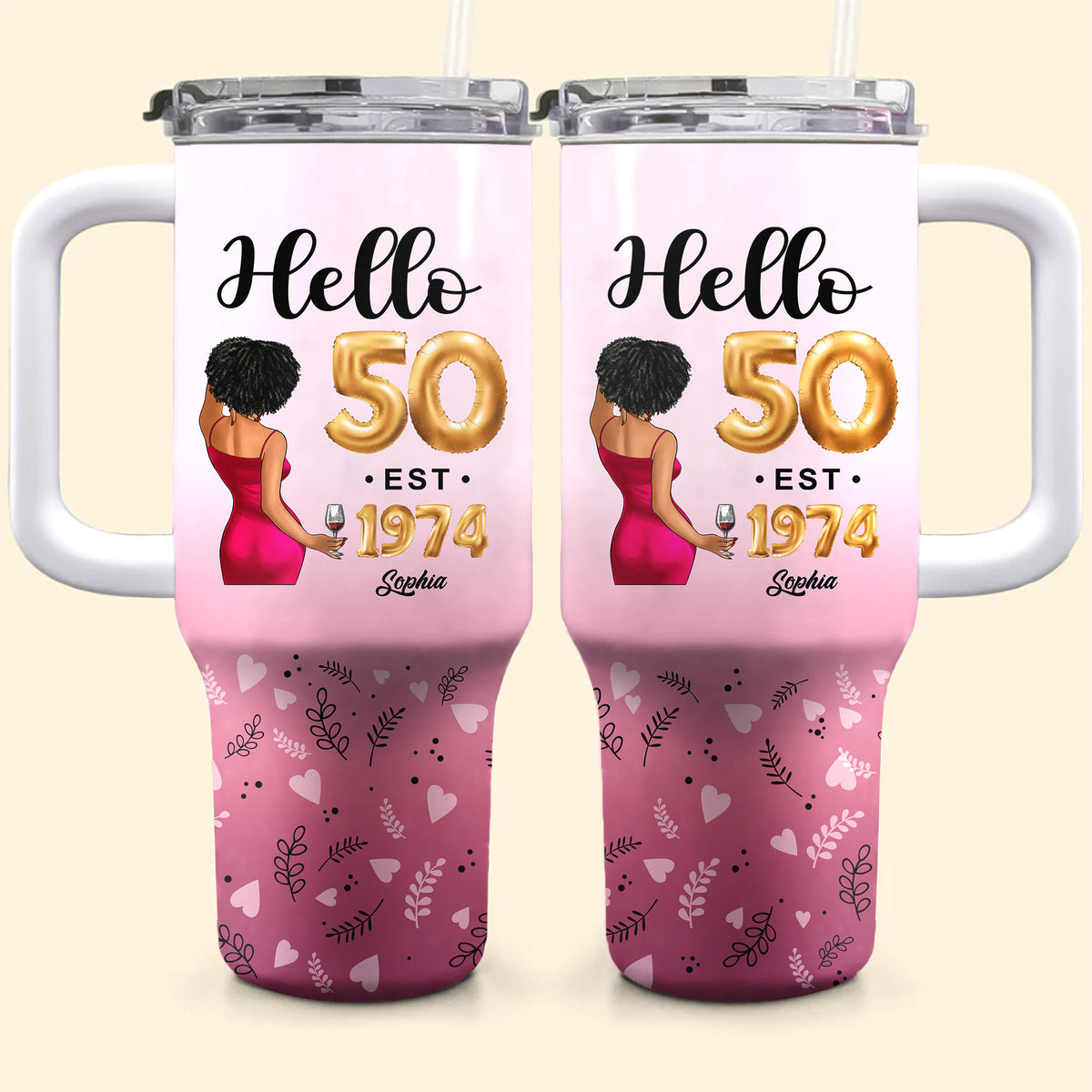 Personalized Tumbler With Straw, Gift Ideas 50th Birthday Woman-HCT