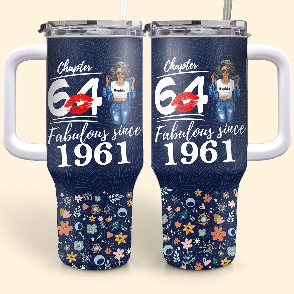 Personalized Tumbler With Straw, Gift Ideas 64th Birthday Woman-ALK