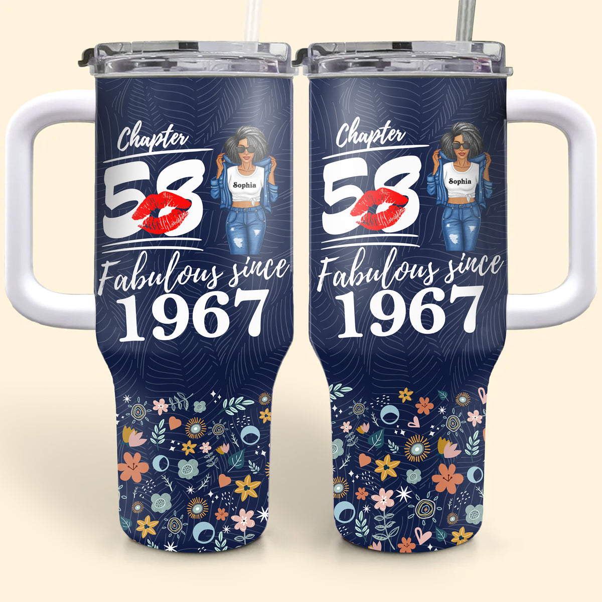 Personalized Tumbler With Straw, Gift Ideas 58th Birthday Woman-ALK