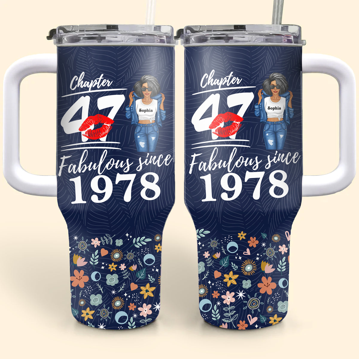 Personalized Tumbler With Straw, Gift Ideas 47th Birthday Woman-ALK