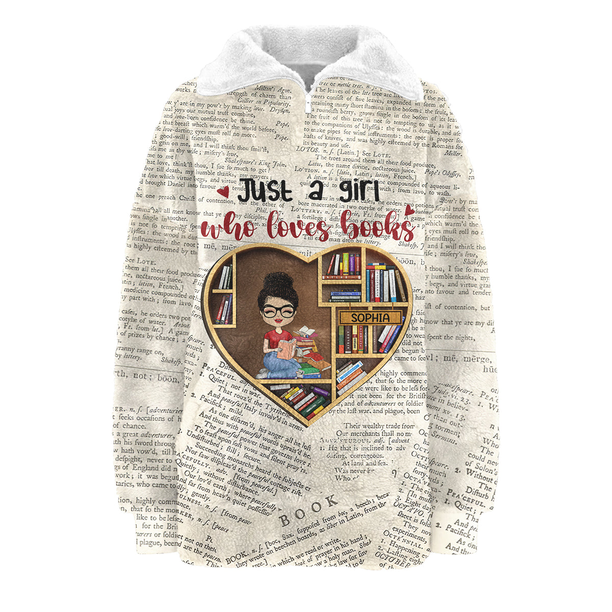 Borg Fleece Sweatshirt - Personalized Gift For Book Lover