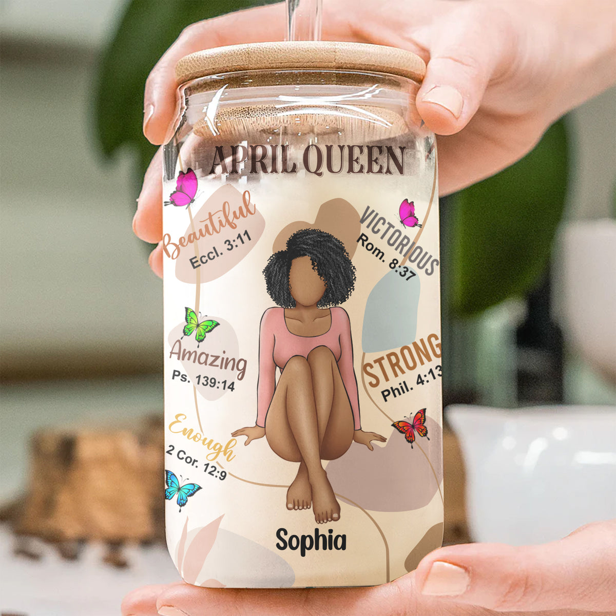 Personalized Clear Glass Can, Gift Ideas April Women, April Birthday Gift Ideas - ALK