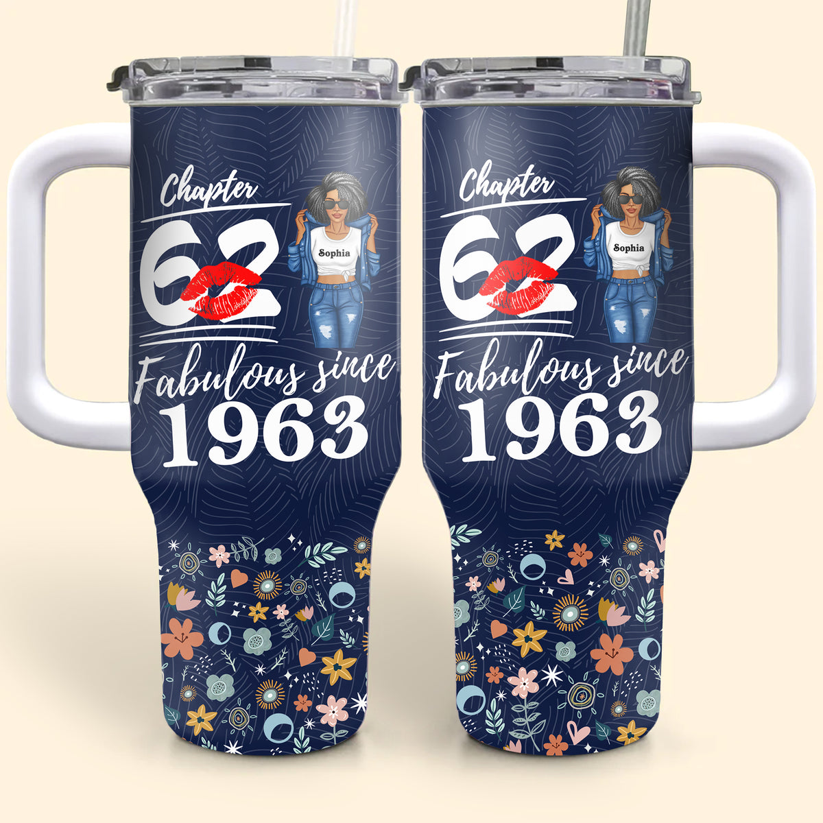 Personalized Tumbler With Straw, Gift Ideas 62nd Birthday Woman-ALK