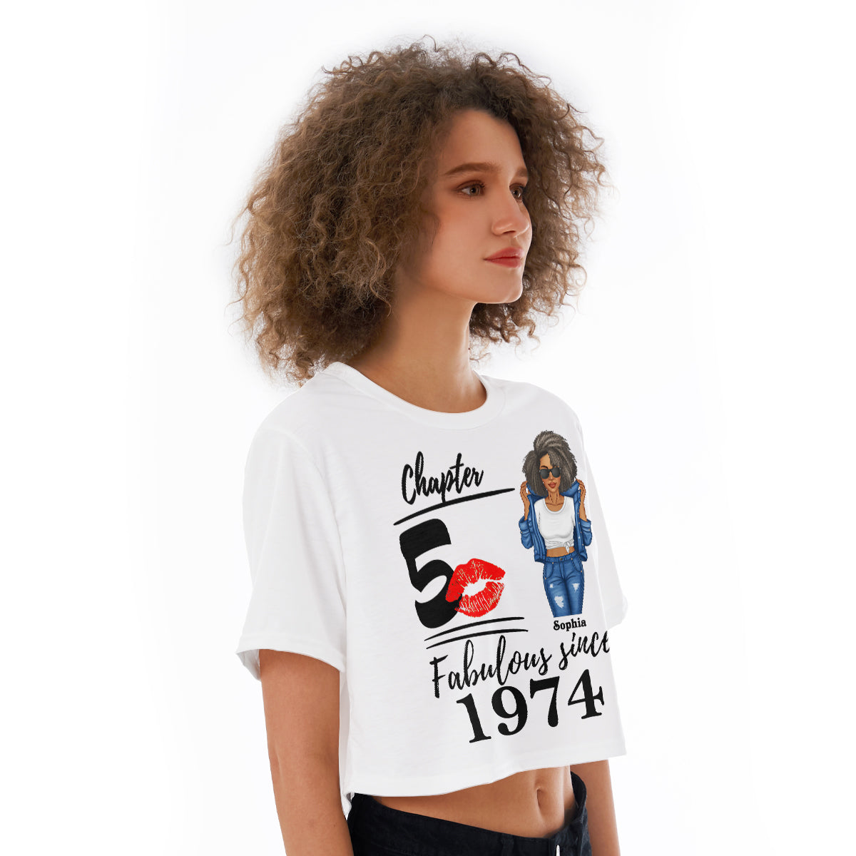 Women&#39;s Cropped T-shirt, Fabulous Since 1974 50th Birthday Unique T Shirt For Woman - HMT