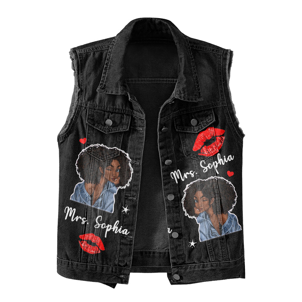 Premium Log Denim Vest - November Birthday Gifts, Queens Are Born In November, Living my best life