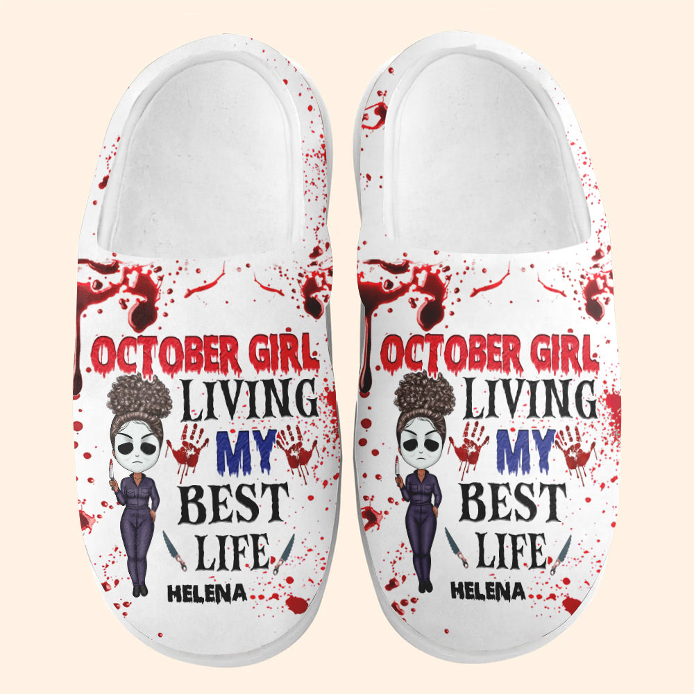 Personalized Slippers, Custom Birthday Gifts For October Girls, Halloween Gifts