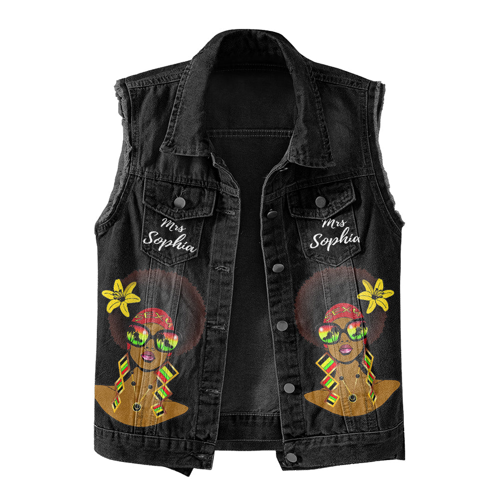 Premium Log Denim Vest - November Birthday Gifts, Custom Birthday Gift, Queens Are Born In November
