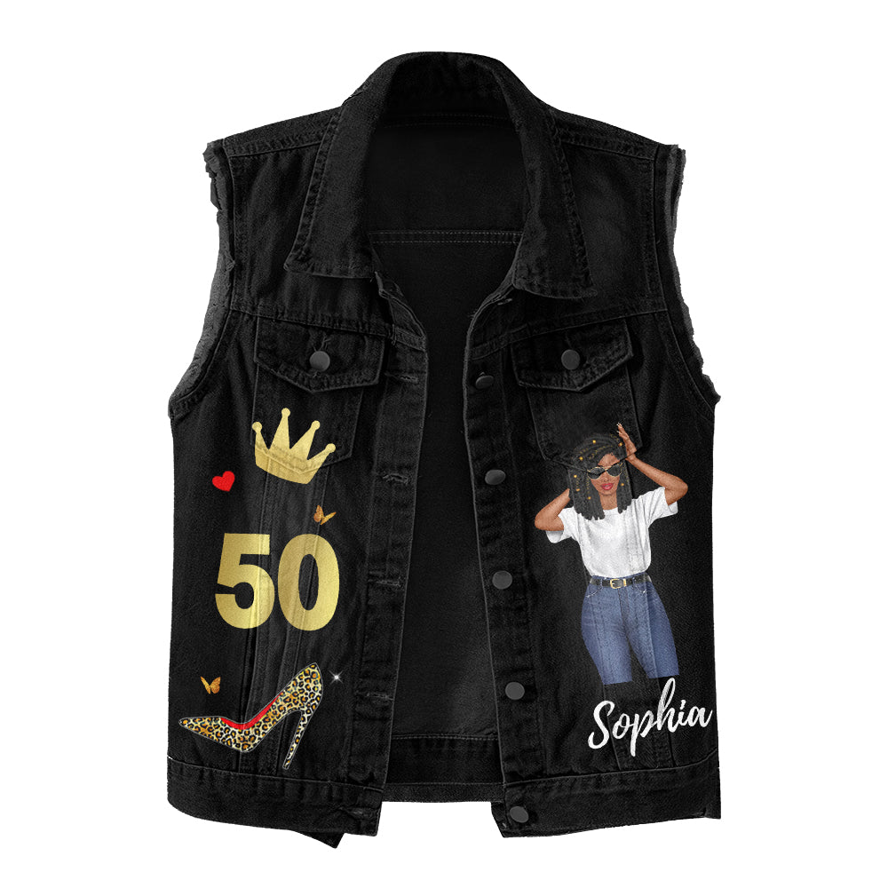 Premium Log Denim Vest - Personalised 50th Birthday Gifts, Gift Ideas 50th Birthday Woman