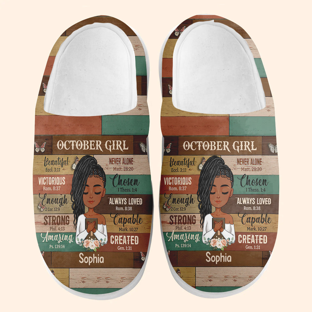 Personalized Slippers, Custom Birthday Gifts For October Girls, October Birthday Gifts For Black Woman