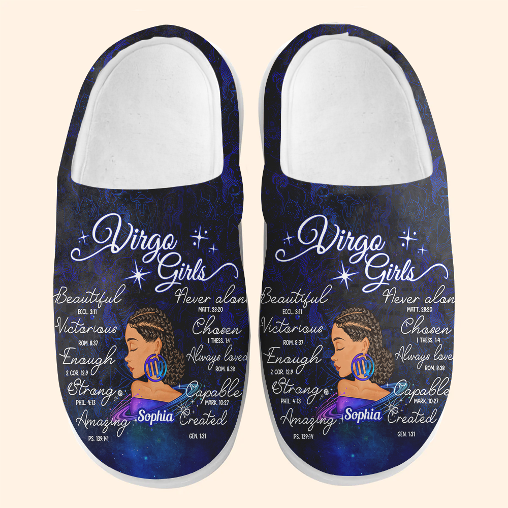 Personalized Slippers, Custom Birthday Gifts For Virgo Girls, Virgo Girl, Virgo Slippers For Ladies, Virgo Queen, Virgo Queen Birthday Gift
