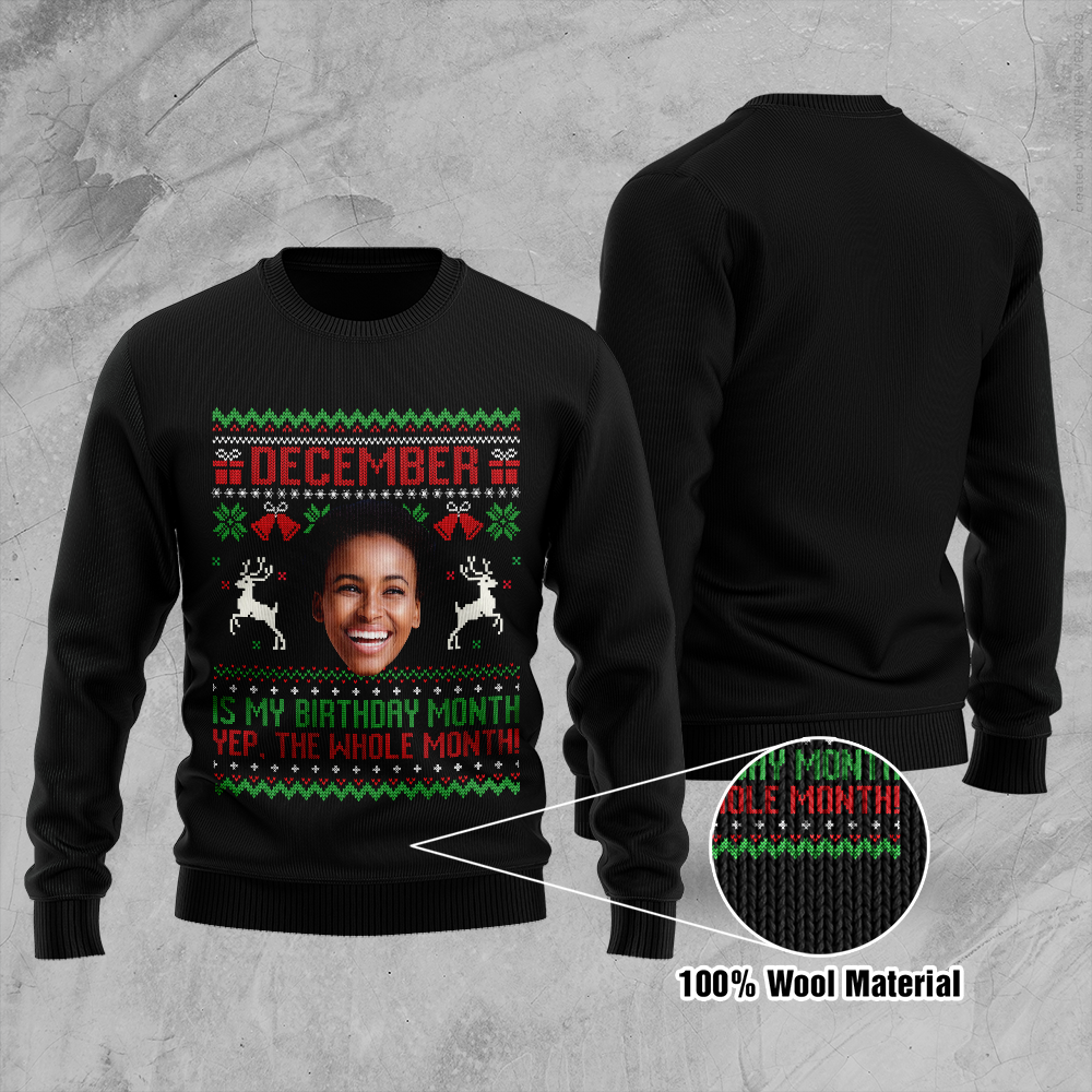 Custom Birthday Sweater, Queen Was Born In December, December Birthday Gifts For Afro Woman, December Birthday Gifts