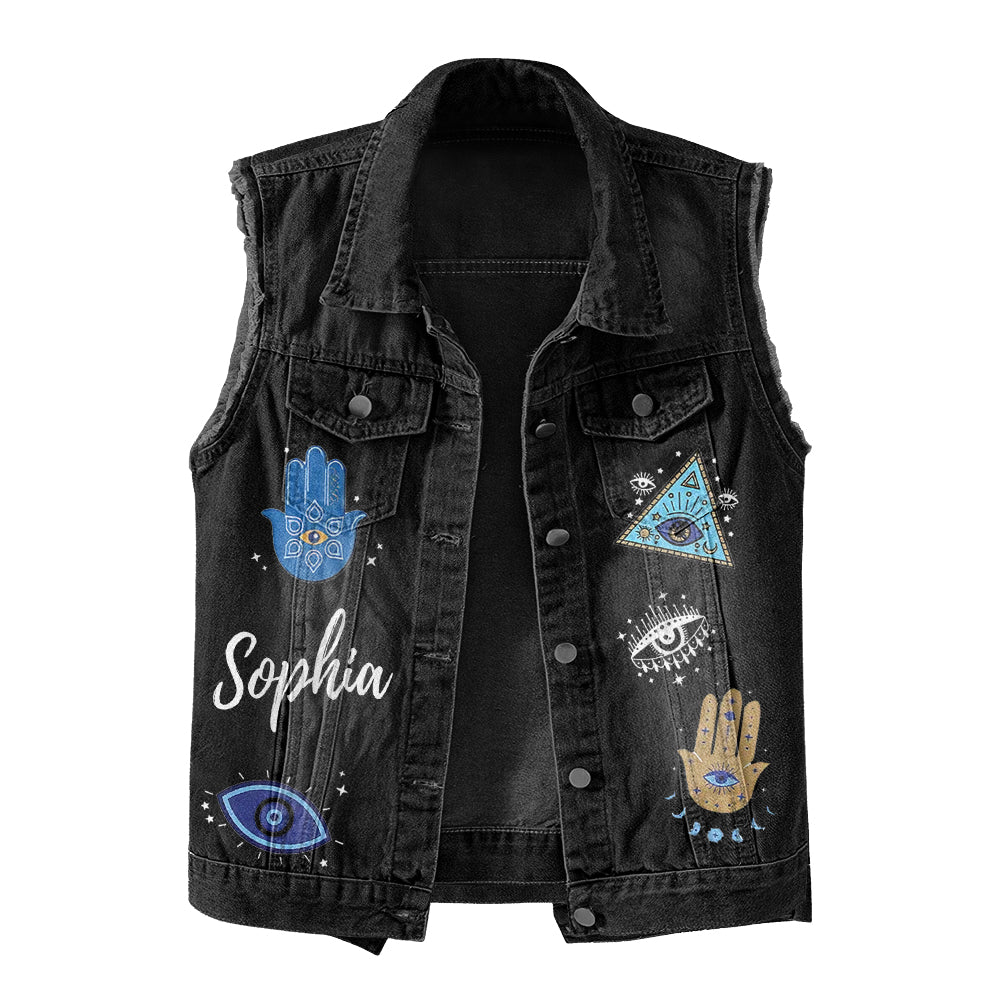Premium Log Denim Vest - Gift For Women, Denim Vest Yoga, Yoga Lover