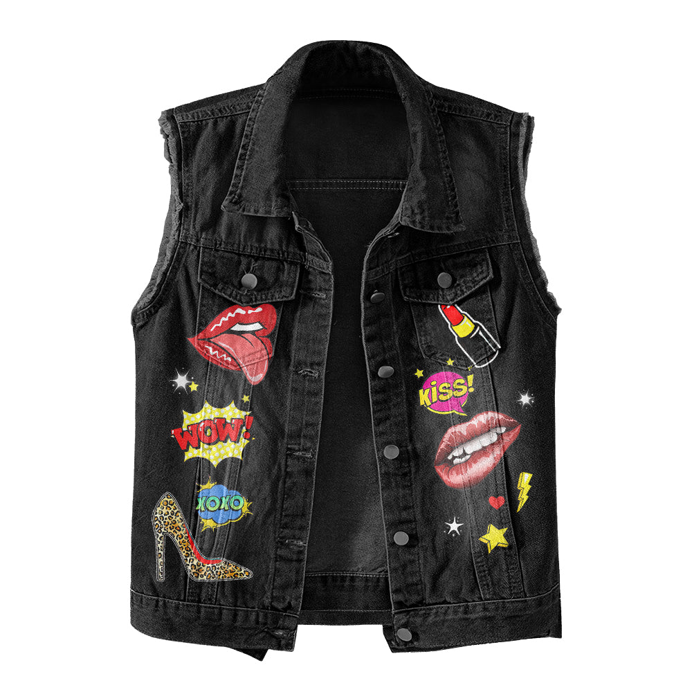 Premium Log Denim Vest - Personalised November Month Birthday Gifts, Gift Ideas November Month Birthday Woman