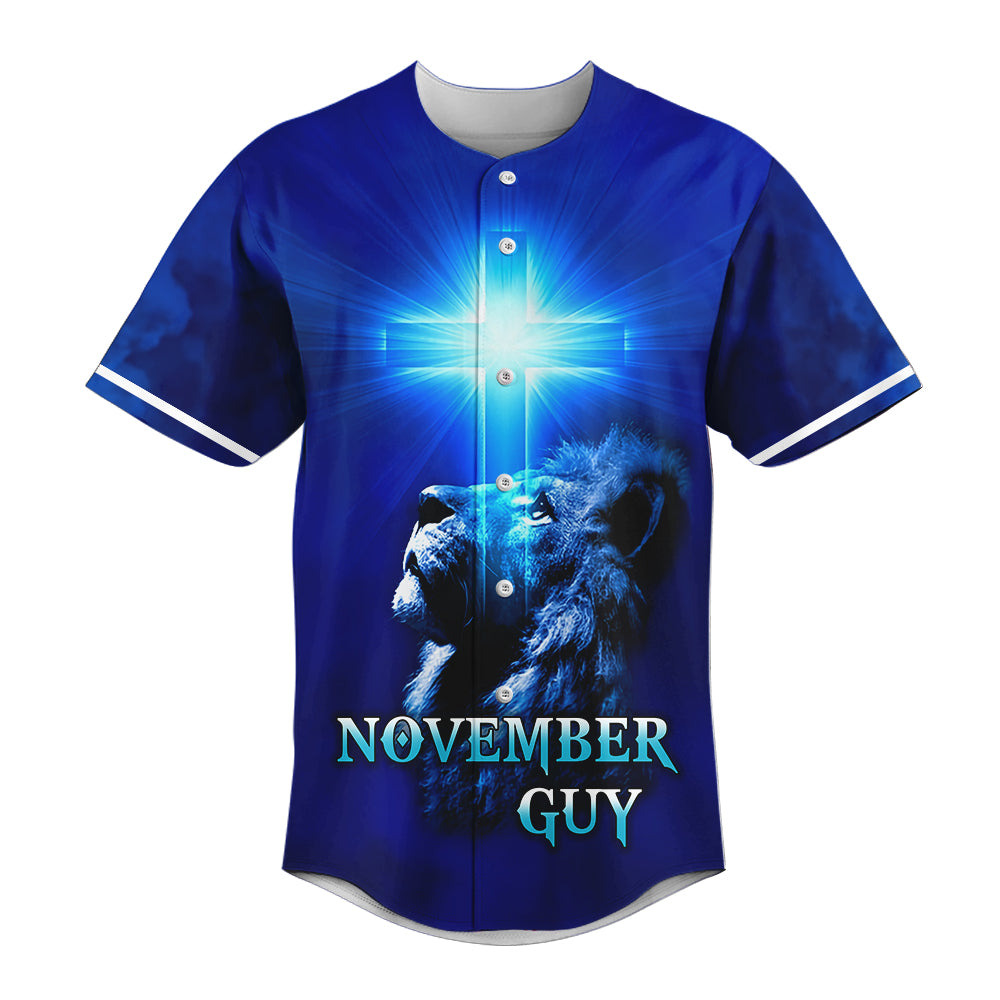 Custom Baseball Jerseys, Baseball Lover, A King Was Born In November, Baseball Jersey Shirt For November Man