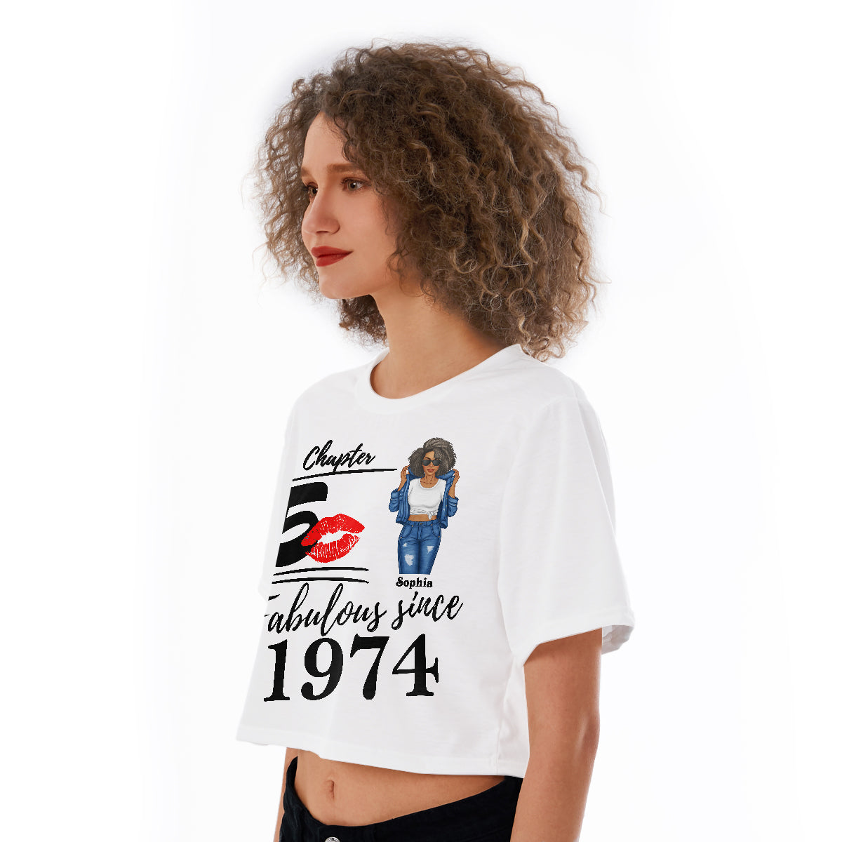 Women&#39;s Cropped T-shirt, Fabulous Since 1974 50th Birthday Unique T Shirt For Woman - HMT