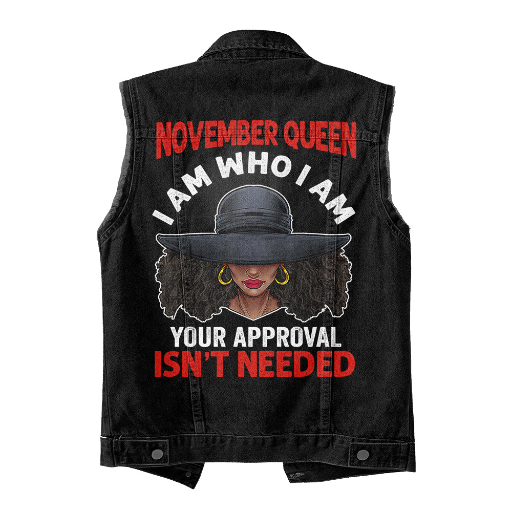 Premium Log Denim Vest - Personalised November Month Birthday Gifts, Gift Ideas November Month Birthday Woman