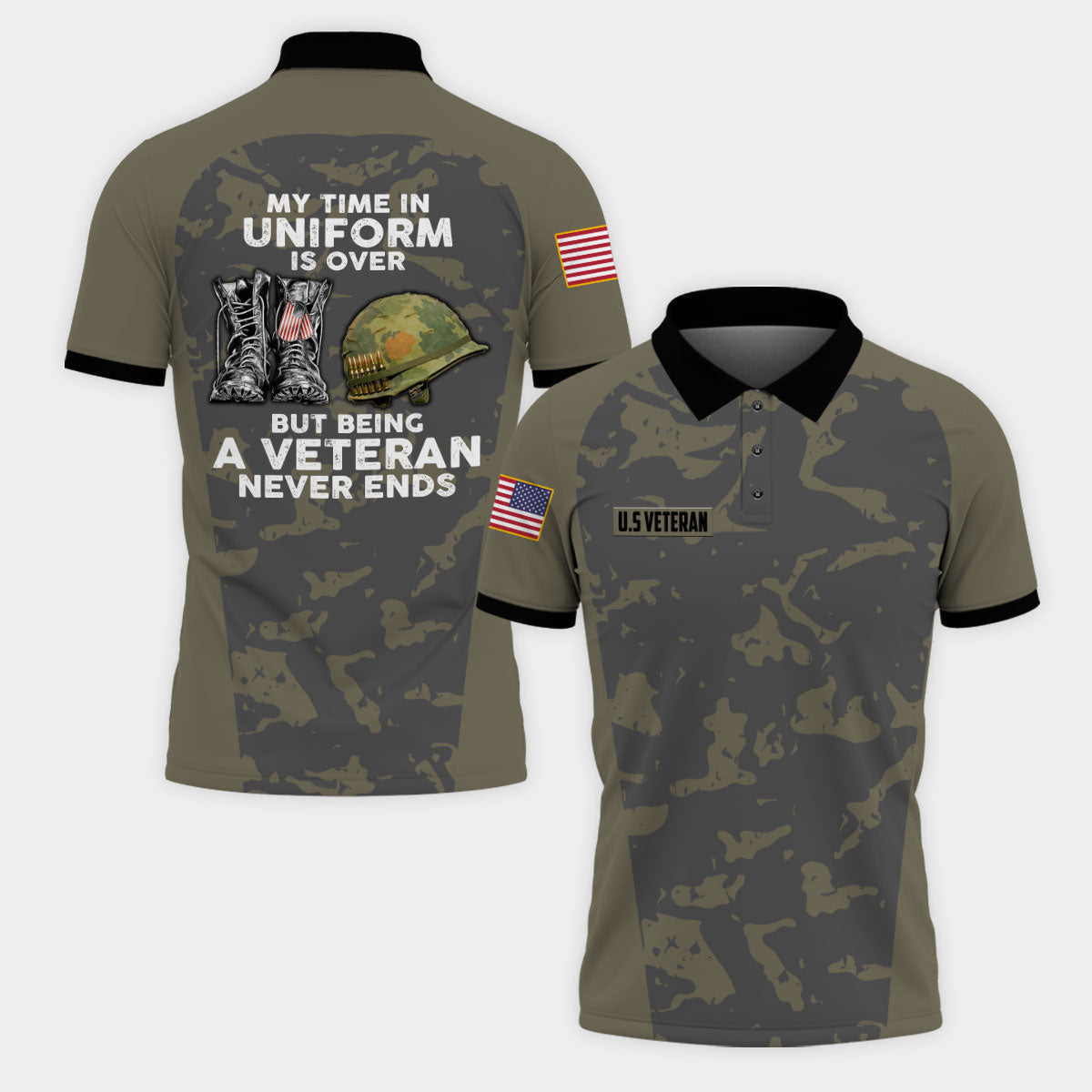 My Time In Uniform Is Over But Being A Veteran Never Ends Polo