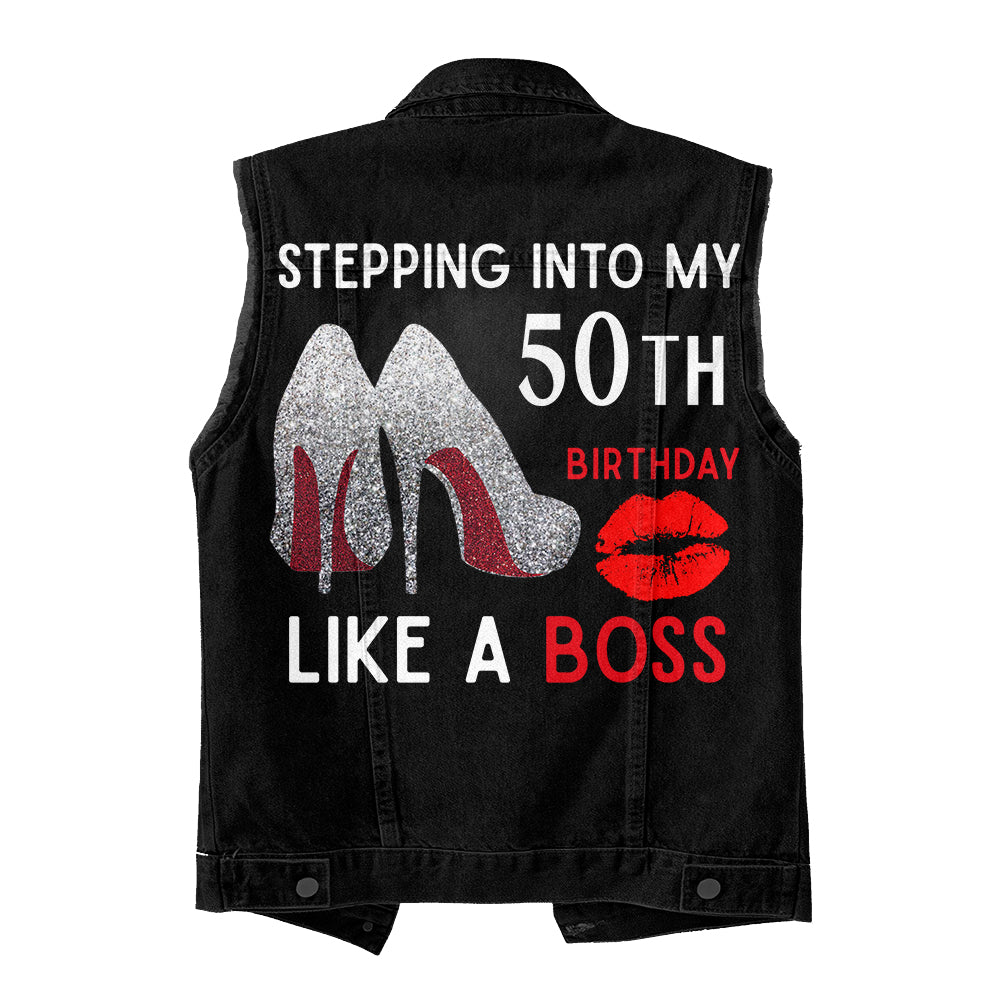 Premium Log Denim Vest - Personalised 50th Birthday Gifts, Gift Ideas 50th Birthday Woman