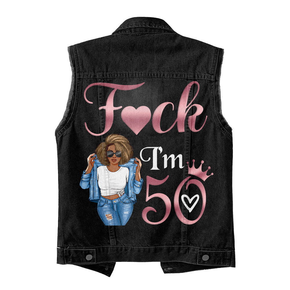 Premium Log Denim Vest - Personalised 50th Birthday Gifts, Gift Ideas 50th Birthday Woman
