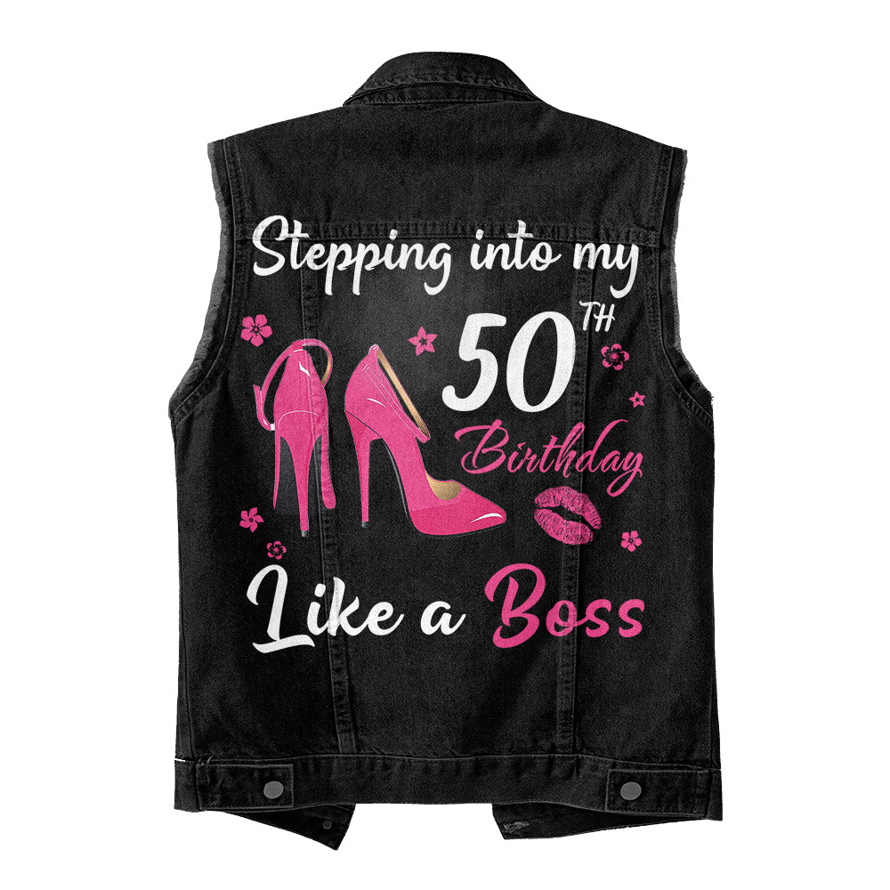 Premium log denim vest - Personalised 50th Birthday Gifts, Gift Ideas 50th Birthday Woman
