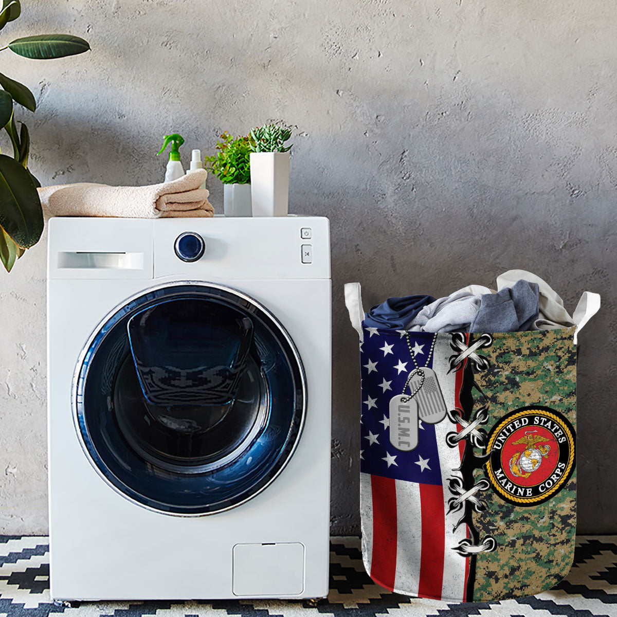USMC Flag Laundry Basket