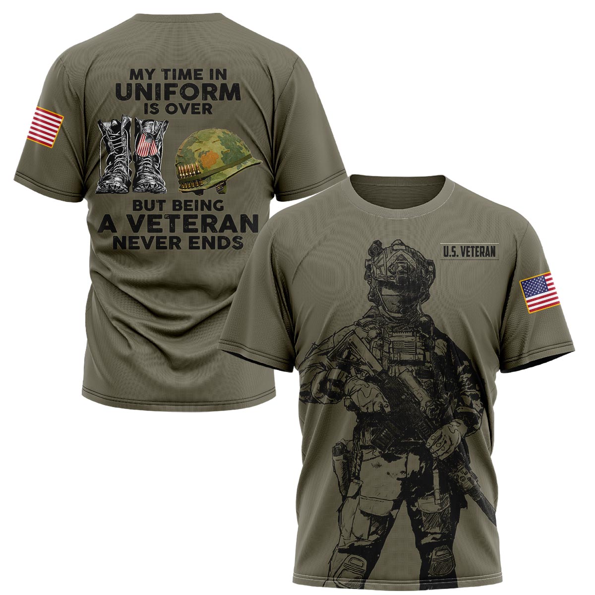 My Time In Uniform Is over But Being A Veteran Never Ends Shirt