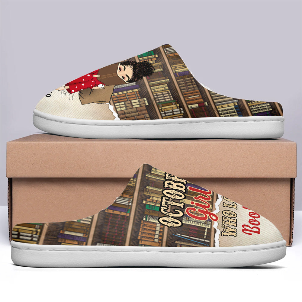 Personalized Slippers, Custom Birthday Gifts For October Girls, October Birthday Gifts For Book Lovers