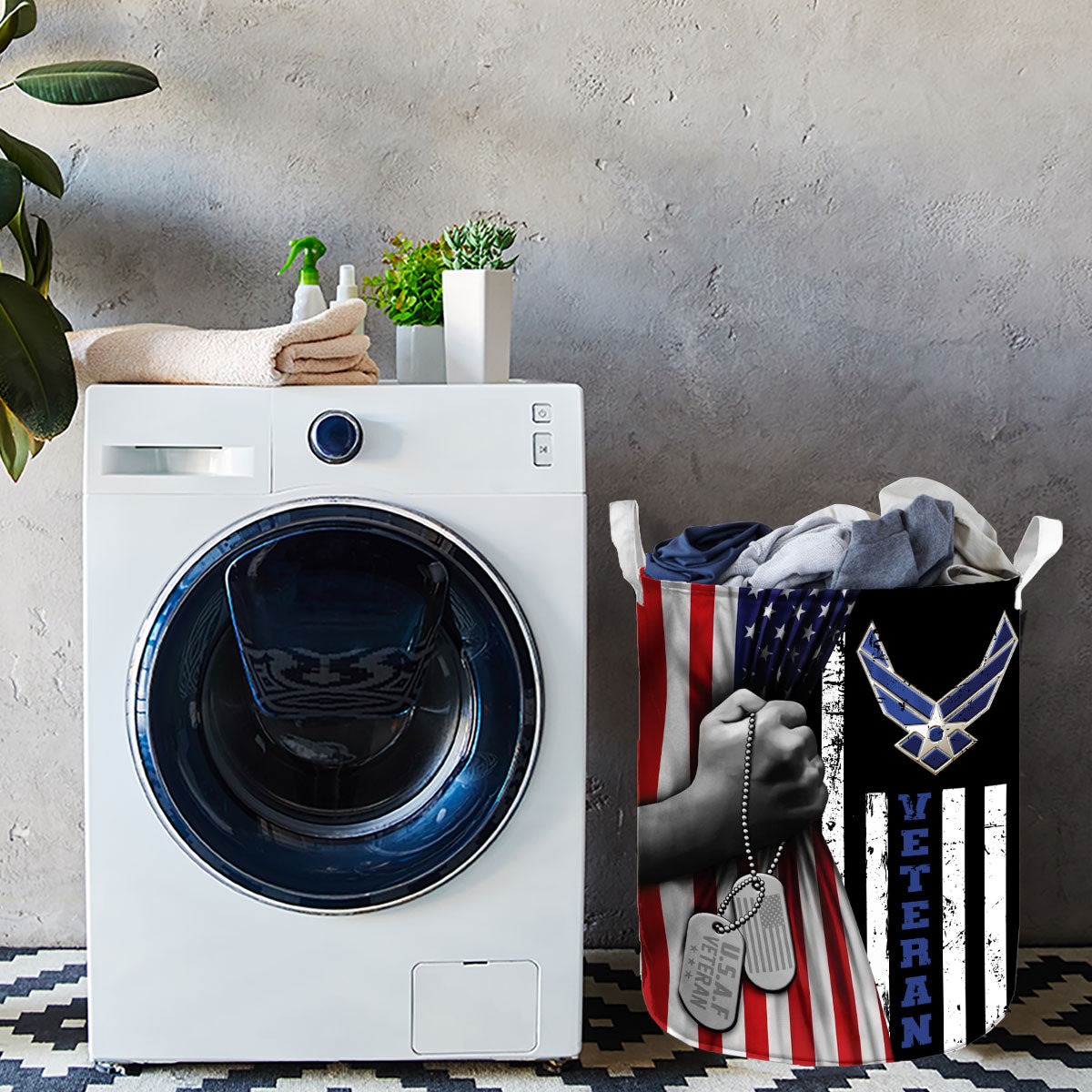U.S. Air Force Veteran US Flag Laundry Basket
