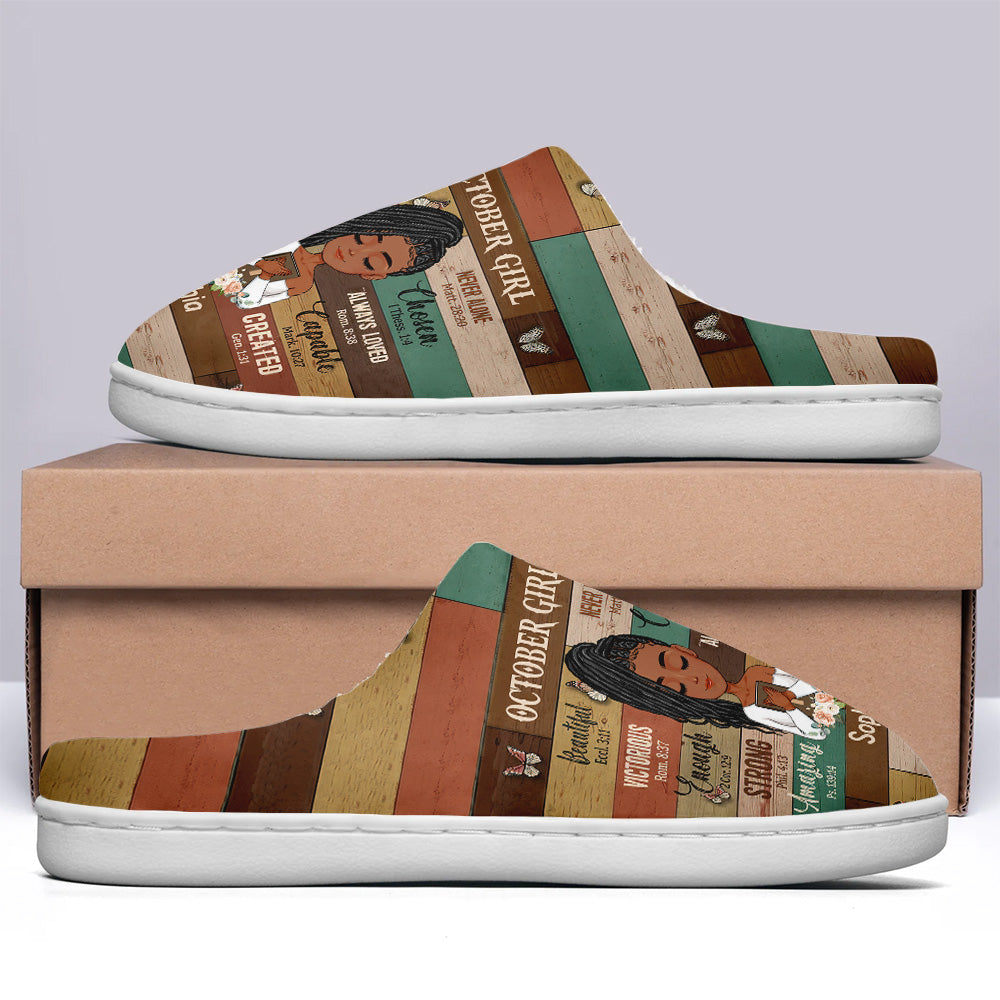 Personalized Slippers, Custom Birthday Gifts For October Girls, October Birthday Gifts For Black Woman