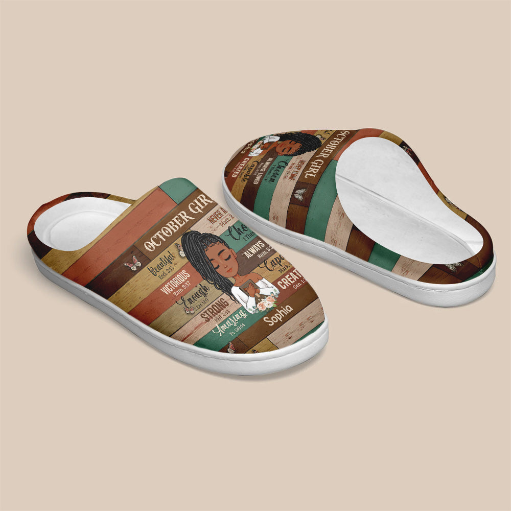 Personalized Slippers, Custom Birthday Gifts For October Girls, October Birthday Gifts For Black Woman