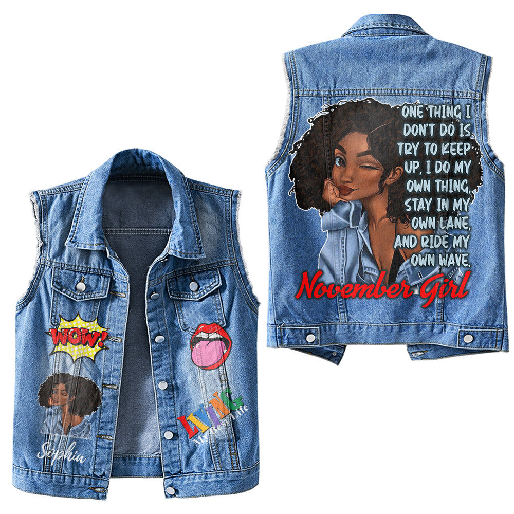 Premium Log Denim Vest - November Birthday Gifts, Custom Birthday Gift, Queens Are Born In November