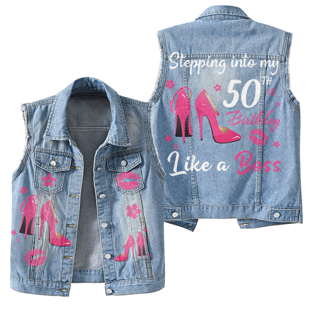 Premium log denim vest - Personalised 50th Birthday Gifts, Gift Ideas 50th Birthday Woman